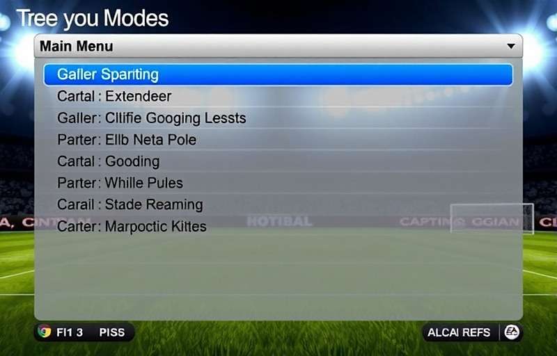 FIFA 13 main menu showing different game modes popular in India
